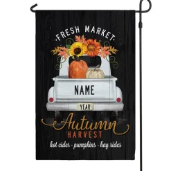 Personalized Autumn Truck Garden Flag