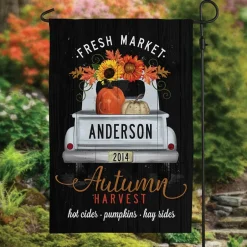 Personalized Autumn Truck Garden Flag