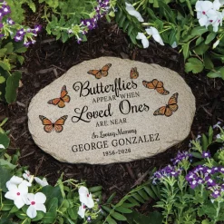 Personalized Butterflies Memorial Garden Stone