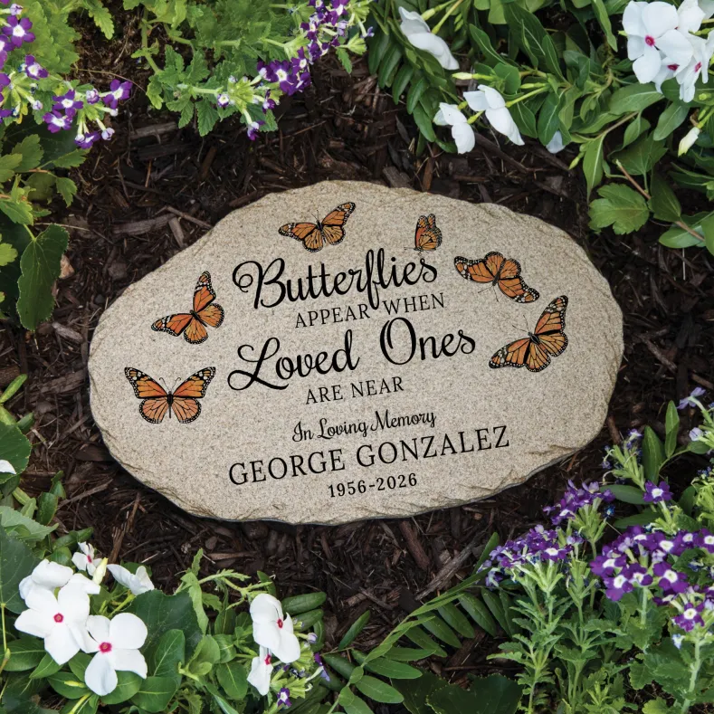 Personalized Butterflies Memorial Garden Stone