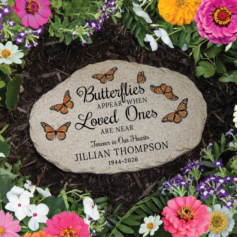 Personalized Butterflies Memorial Garden Stone