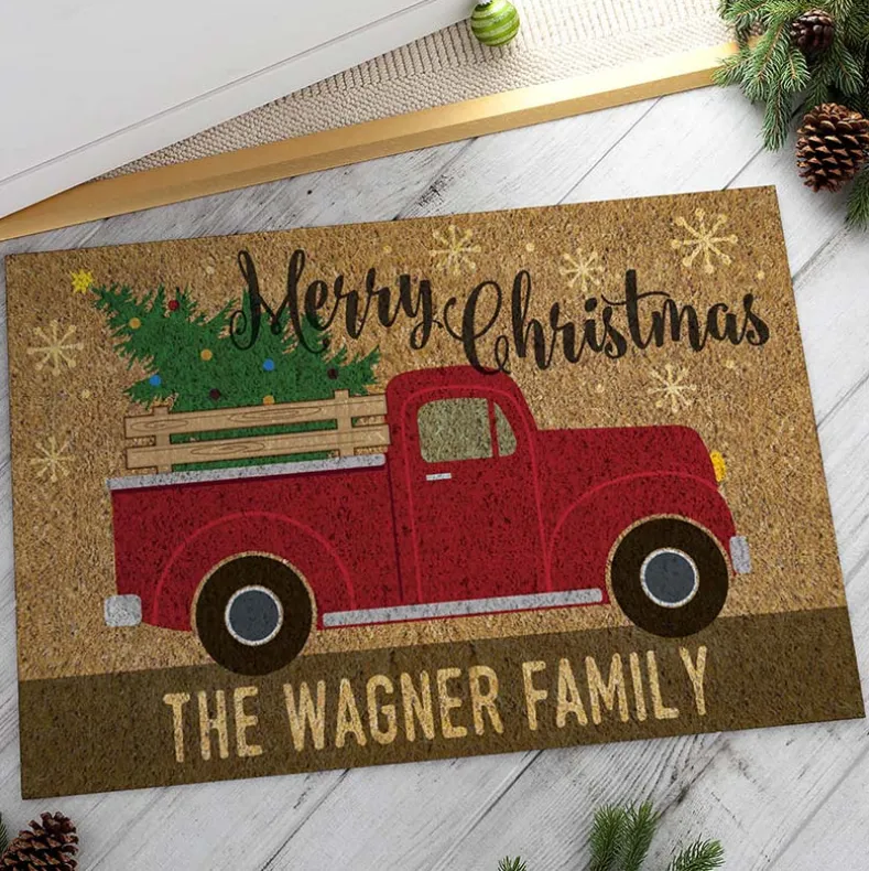 Personalized Christmas Truck Doormat