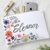 Personalized Floral Zipper Pouch