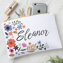 Personalized Floral Zipper Pouch