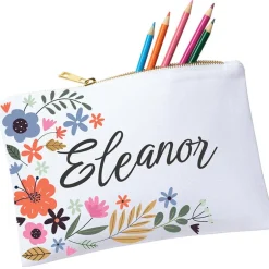 Personalized Floral Zipper Pouch