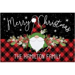 Personalized Gnome Buffalo Check Doormat
