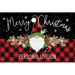 Personalized Gnome Buffalo Check Doormat