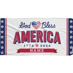 Personalized God Bless America Beach Towel
