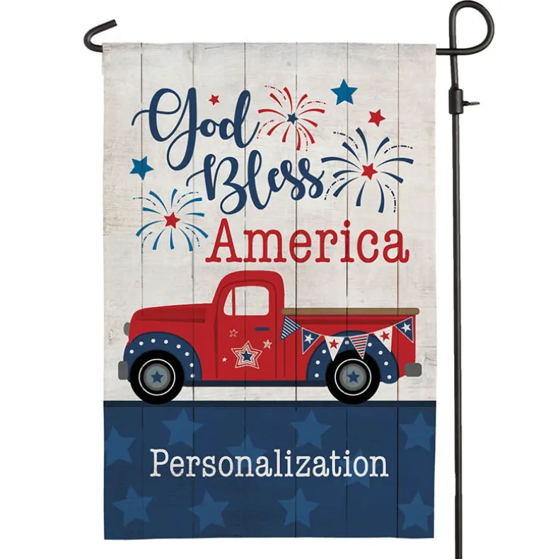 Personalized God Bless America Pick Up Truck Garden Flag