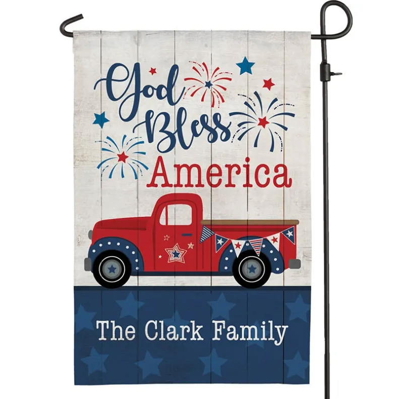 Personalized God Bless America Pick Up Truck Garden Flag