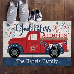 Personalized God Bless America Pick Up Truck Doormat