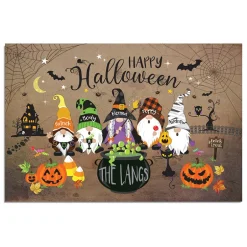 Personalized Halloween Spooky Gnome Family Doormat