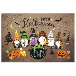 Personalized Halloween Spooky Gnome Family Doormat