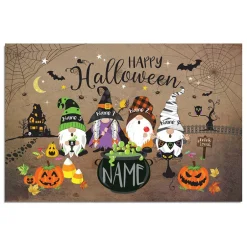 Personalized Halloween Spooky Gnome Family Doormat