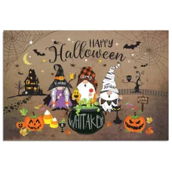 Personalized Halloween Spooky Gnome Family Doormat