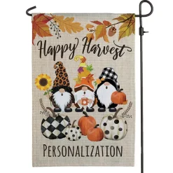 Personalized Harvest Gnome Garden Flag