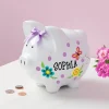 Personalized Piggy Bank White