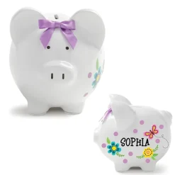 Personalized Piggy Bank White