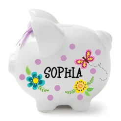 Personalized Piggy Bank White