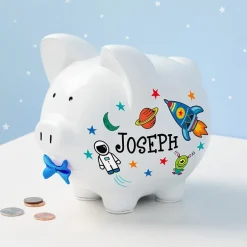 Personalized Piggy Bank White