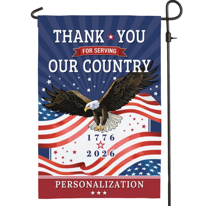 Personalized Thank You for Serving Our Country Family Name Garden Flag