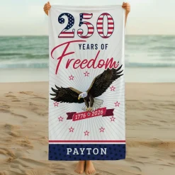 Personalized 250 Years of Freedom Eagle Beach Towel