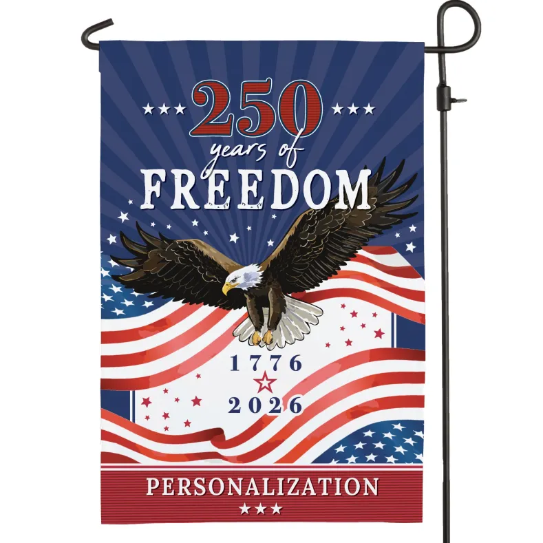 Personalized 250 Years of Freedom with Family Name Garden Flag