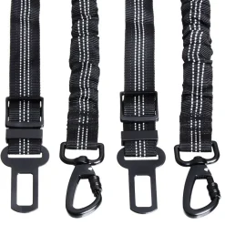 Pet Bungee Seat Belts Set of 2,Expands 21" with Rotating Clamp