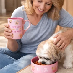 Pet Lover Dog Bowl and Coffee Mug Matching Gift Set