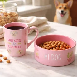 Pet Lover Dog Bowl and Coffee Mug Matching Gift Set