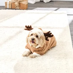 Pet Santa Or Reindeer Plush Fabric Costume With Hood