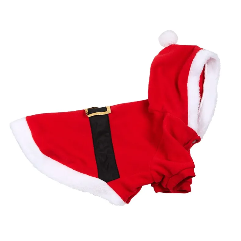 Pet Santa Or Reindeer Plush Fabric Costume With Hood