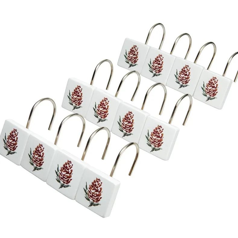 Pinecone Themed Shower Hooks Set of 12