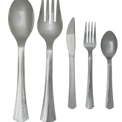 Plastic Disposable Silverware Set of 24 or Serving Utensils Set of 4