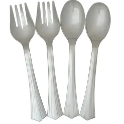 Plastic Disposable Silverware Set of 24 or Serving Utensils Set of 4