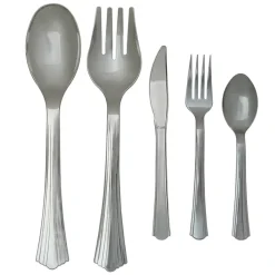 Plastic Disposable Silverware Set of 24 or Serving Utensils Set of 4