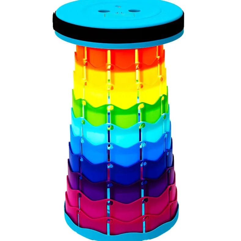 Portable Folding Stool With LED Light Height Adjustable Retractable