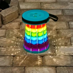 Portable Folding Stool With LED Light Height Adjustable Retractable