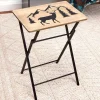 Portable Wood Folding Tray Table with Lodge Design - Bear or Deer