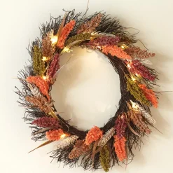 Pre-Lit Faux Fall Botanical Wreath
