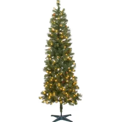 Prelit Slim Christmas Tree - 7 Ft