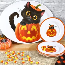 Purr-fectly Festive Halloween Dessert Plate Set