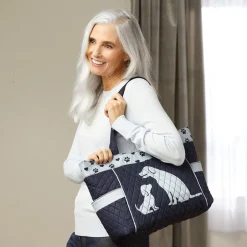 Quilted Tote with Cat Paw Print