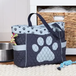 Quilted Tote with Cat Paw Print