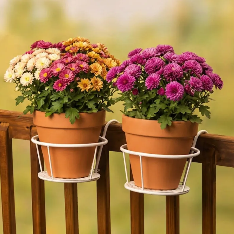 Railing Flower Pot Holders for Balcony or Deck 2 Pk