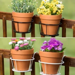 Railing Flower Pot Holders for Balcony or Deck 2 Pk