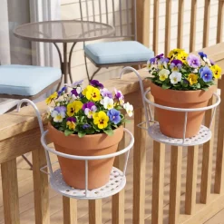 Railing Flower Pot Holders for Balcony or Deck 2 Pk