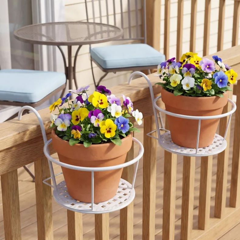 Railing Flower Pot Holders for Balcony or Deck 2 Pk