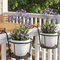 Railing Flower Pot Holders for Balcony or Deck 2 Pk
