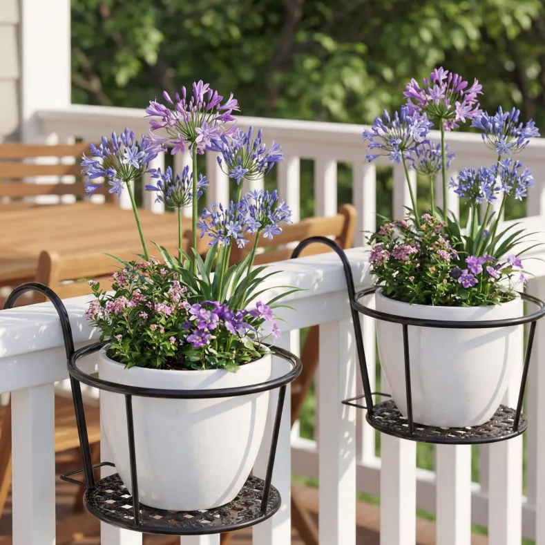 Railing Flower Pot Holders for Balcony or Deck 2 Pk